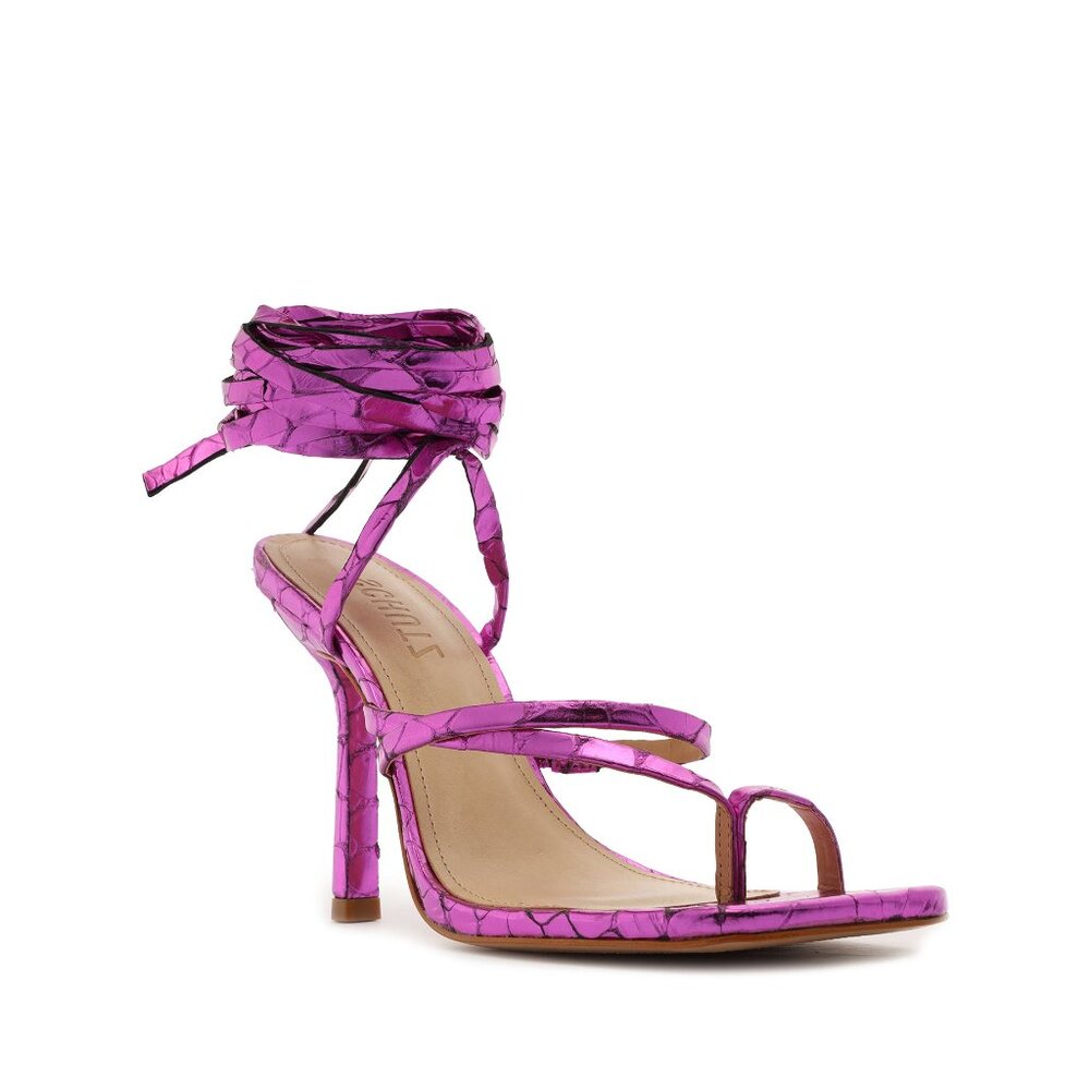 SCHUTZ Lily Metallic Leather Sandal (US 8.5)